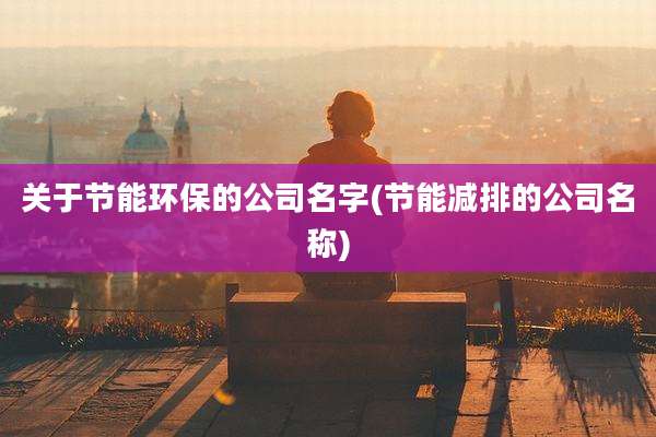 关于节能环保的公司名字(节能减排的公司名称)