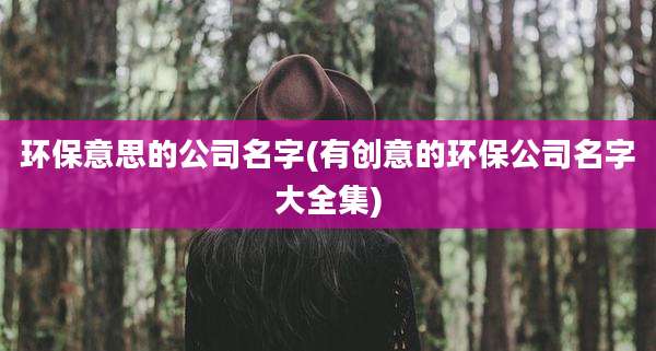 环保意思的公司名字(有创意的环保公司名字大全集)