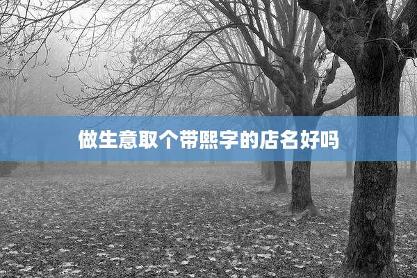 做生意取个带熙字的店名好吗