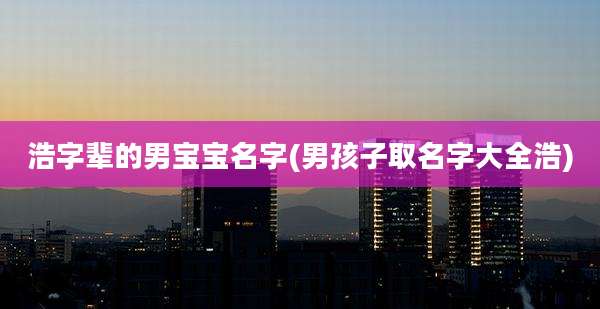 浩字辈的男宝宝名字(男孩子取名字大全浩)