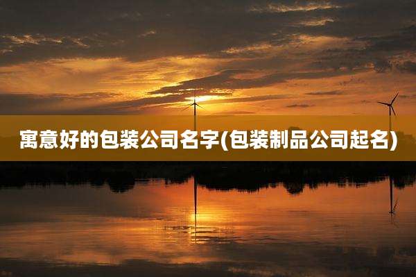 寓意好的包装公司名字(包装制品公司起名)