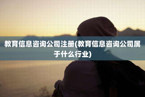 教育信息咨询公司注册(教育信息咨询公司属于什么行业)