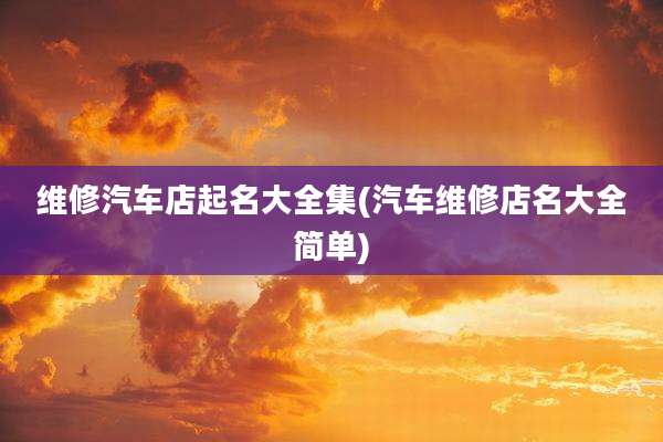 维修汽车店起名大全集(汽车维修店名大全简单)