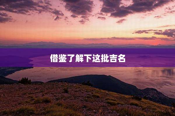 借鉴了解下这批吉名