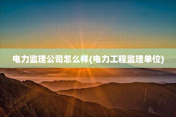 电力监理公司怎么样(电力工程监理单位)