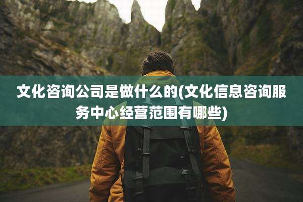 文化咨询公司是做什么的(文化信息咨询服务中心经营范围有哪些)