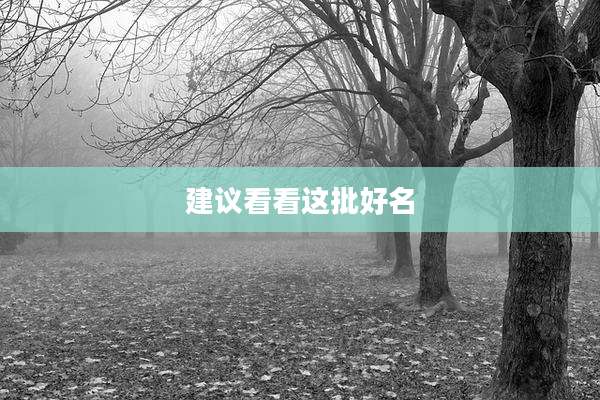 建议看看这批好名