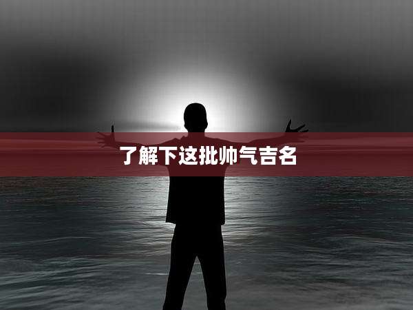了解下这批帅气吉名