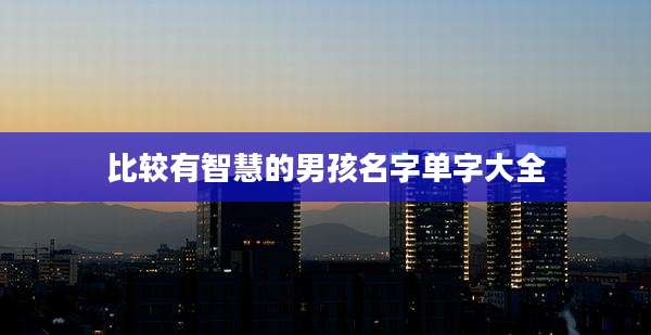 比较有智慧的男孩名字单字大全