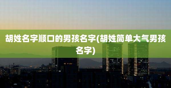 胡姓名字顺口的男孩名字(胡姓简单大气男孩名字)