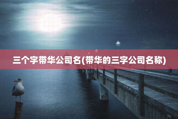 三个字带华公司名(带华的三字公司名称)