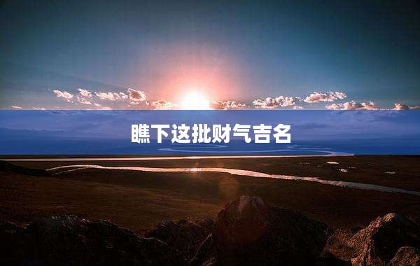 瞧下这批财气吉名