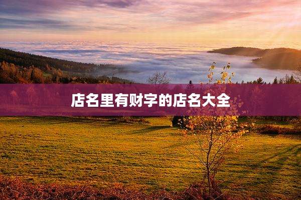 店名里有财字的店名大全