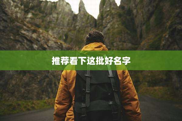 推荐看下这批好名字