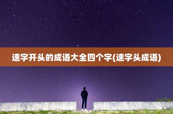 速字开头的成语大全四个字(速字头成语)
