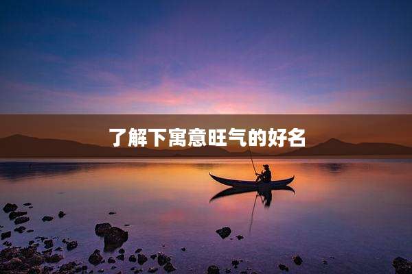 了解下寓意旺气的好名