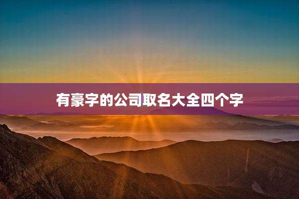 有豪字的公司取名大全四个字