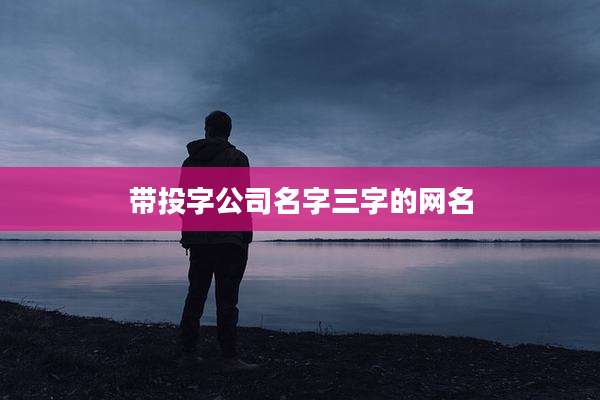 带投字公司名字三字的网名