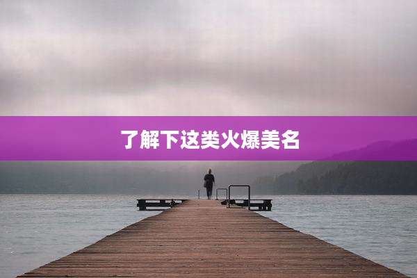 了解下这类火爆美名