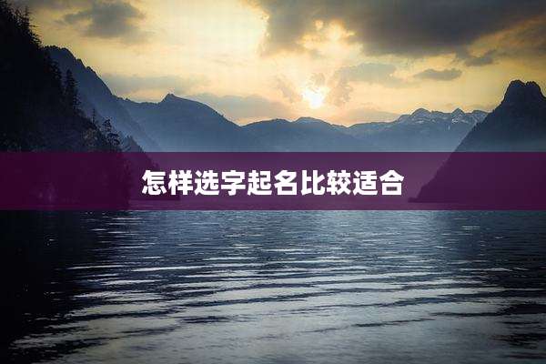 怎样选字起名比较适合