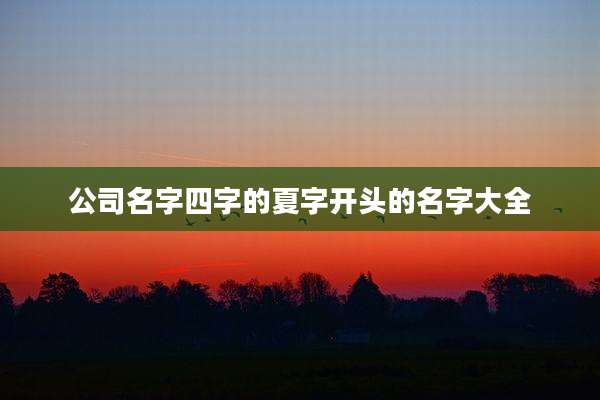 公司名字四字的夏字开头的名字大全