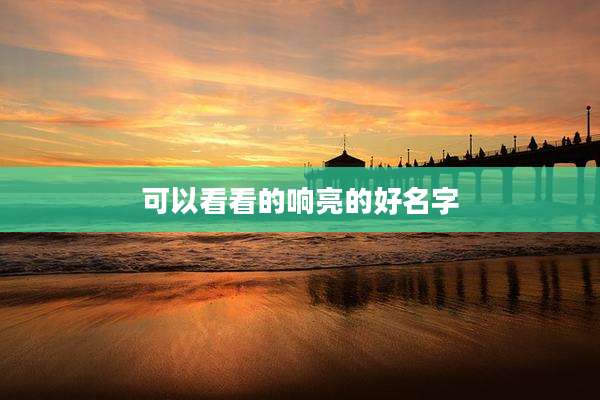 可以看看的响亮的好名字
