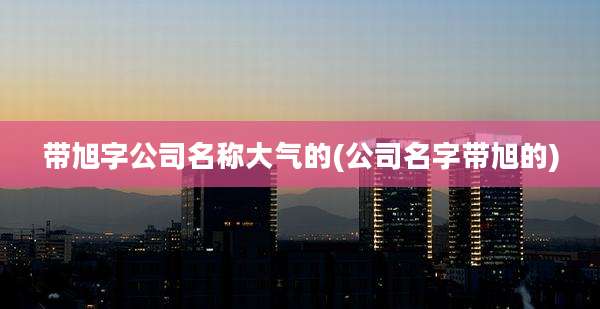 带旭字公司名称大气的(公司名字带旭的)