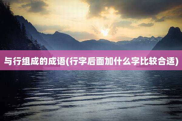 与行组成的成语(行字后面加什么字比较合适)