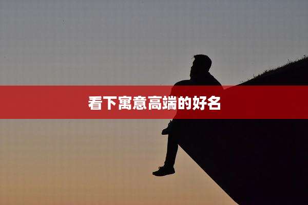 看下寓意高端的好名