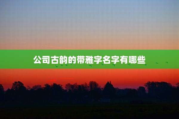 公司古韵的带雅字名字有哪些