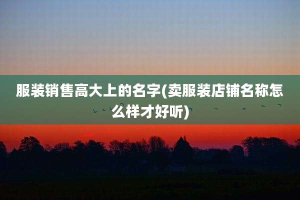 服装销售高大上的名字(卖服装店铺名称怎么样才好听)