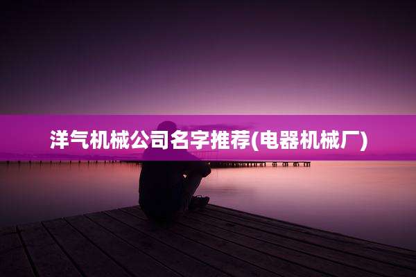 洋气机械公司名字推荐(电器机械厂)