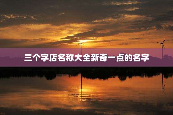 三个字店名称大全新奇一点的名字