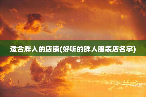 适合胖人的店铺(好听的胖人服装店名字)