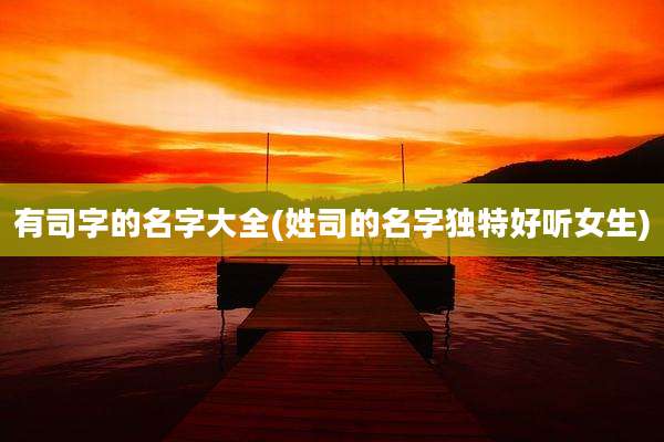 有司字的名字大全(姓司的名字独特好听女生)