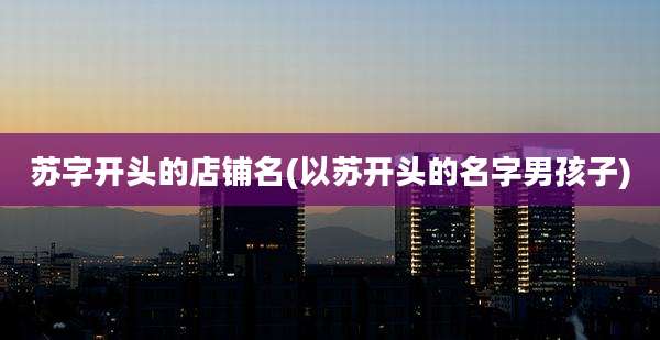 苏字开头的店铺名(以苏开头的名字男孩子)