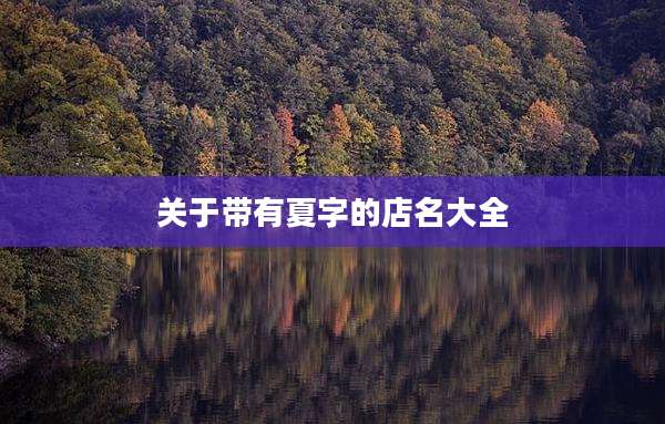 关于带有夏字的店名大全