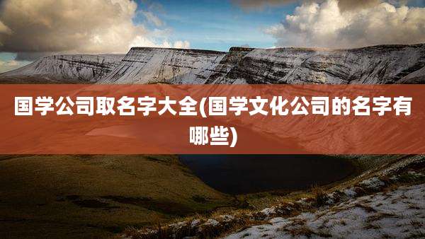 国学公司取名字大全(国学文化公司的名字有哪些)