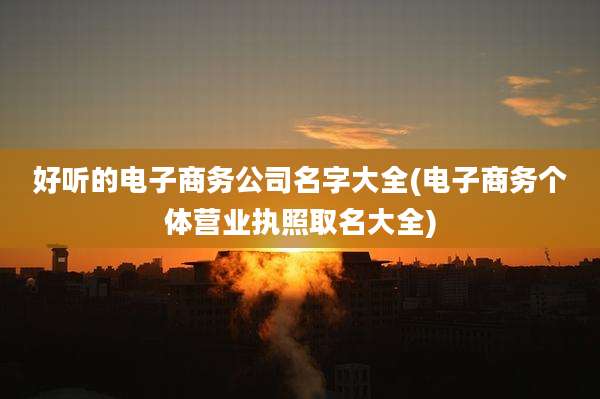 好听的电子商务公司名字大全(电子商务个体营业执照取名大全)