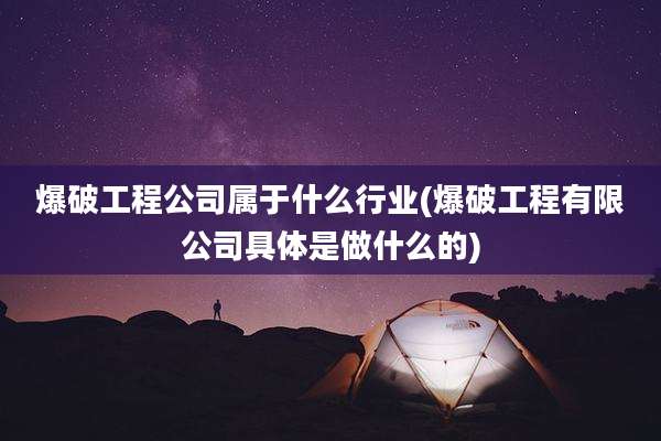 爆破工程公司属于什么行业(爆破工程有限公司具体是做什么的)