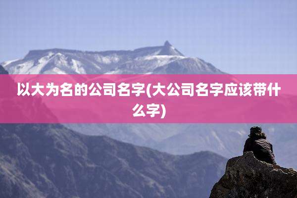 以大为名的公司名字(大公司名字应该带什么字)