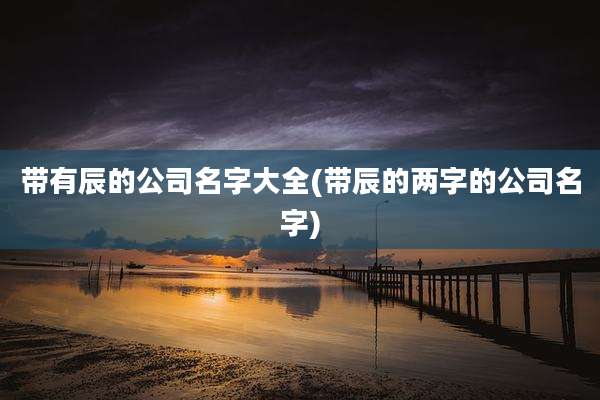 带有辰的公司名字大全(带辰的两字的公司名字)