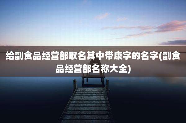 给副食品经营部取名其中带康字的名字(副食品经营部名称大全)
