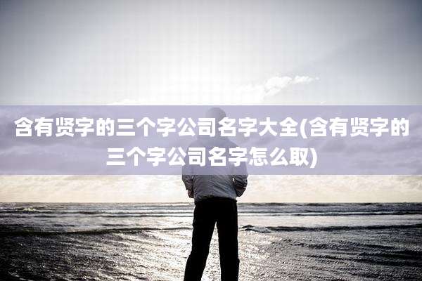 含有贤字的三个字公司名字大全(含有贤字的三个字公司名字怎么取)