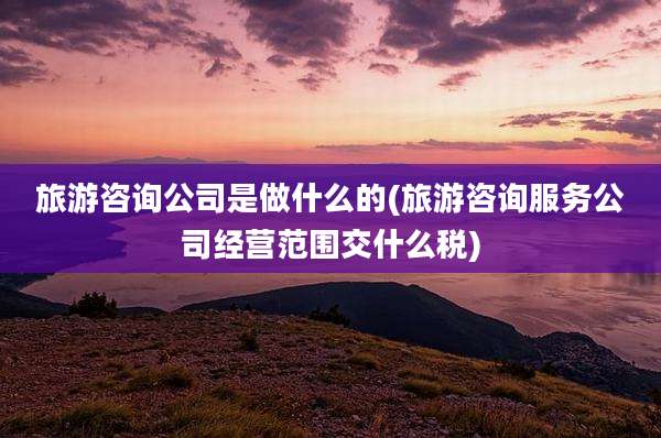 旅游咨询公司是做什么的(旅游咨询服务公司经营范围交什么税)