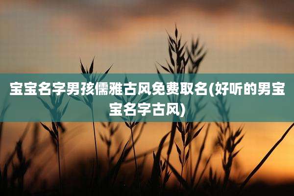 宝宝名字男孩儒雅古风免费取名(好听的男宝宝名字古风)