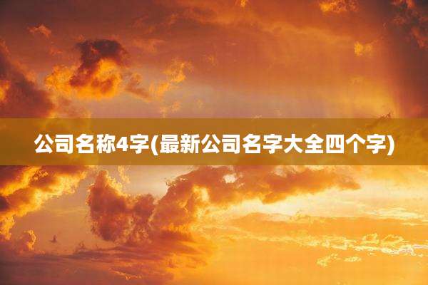 公司名称4字(最新公司名字大全四个字)