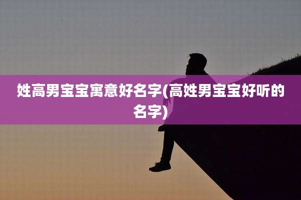 姓高男宝宝寓意好名字(高姓男宝宝好听的名字)