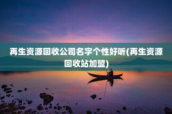 再生资源回收公司名字个性好听(再生资源回收站加盟)