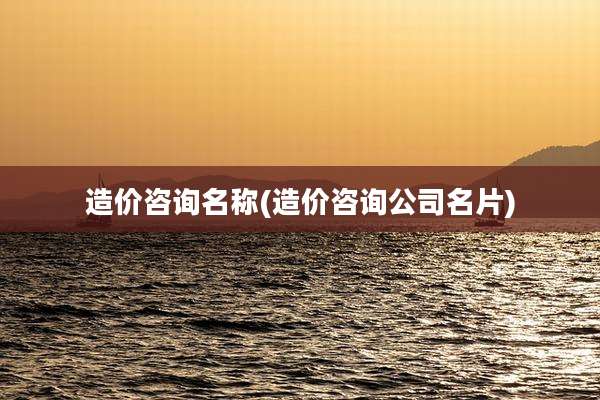 造价咨询名称(造价咨询公司名片)